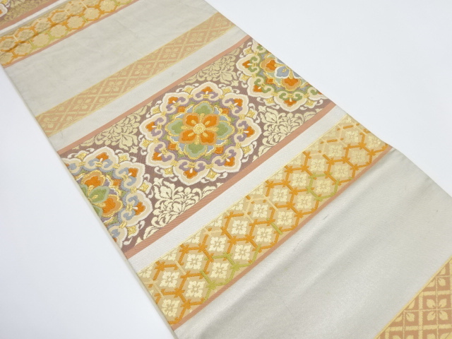 アンティーク　横段に華紋織り出し袋帯（材料）